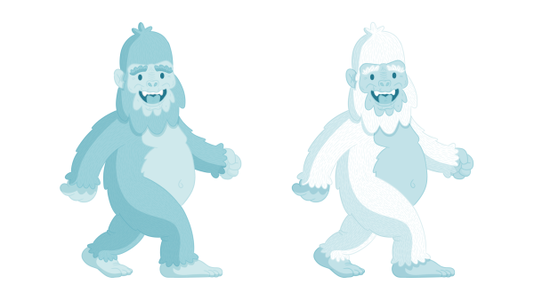 Снежный человек на белом фоне