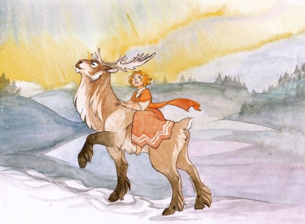 Герда и Северный олень Снежная Королева