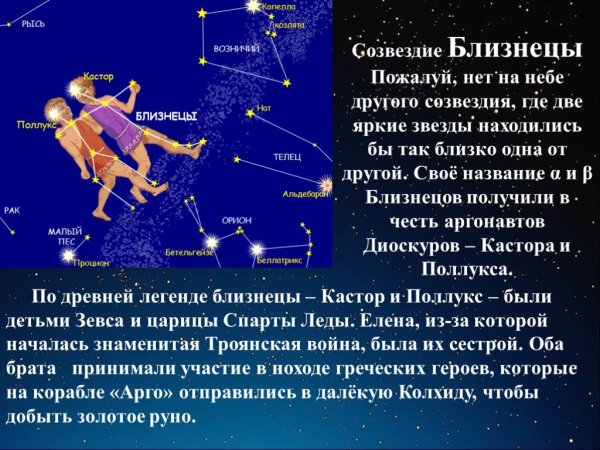 Созвездия (Близнецы, рыбы, Северная корона, большой пёс)