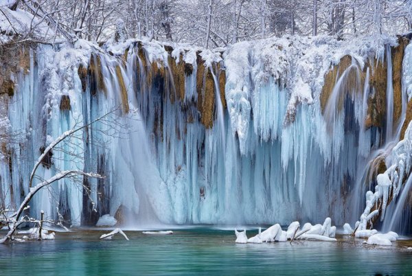 Зима, Хорватия, Плитвицкие озера