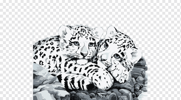 Вектор снежного Барса Детеныши