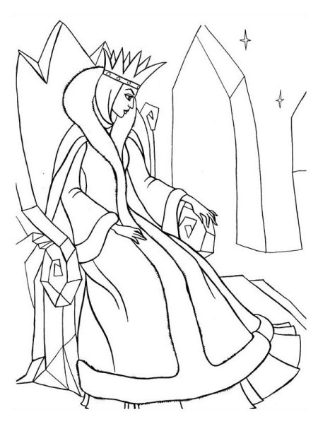 Раскраска снежной королевы из сказки Снежная Королева