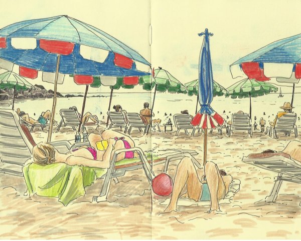 Люди на пляже иллюстрации