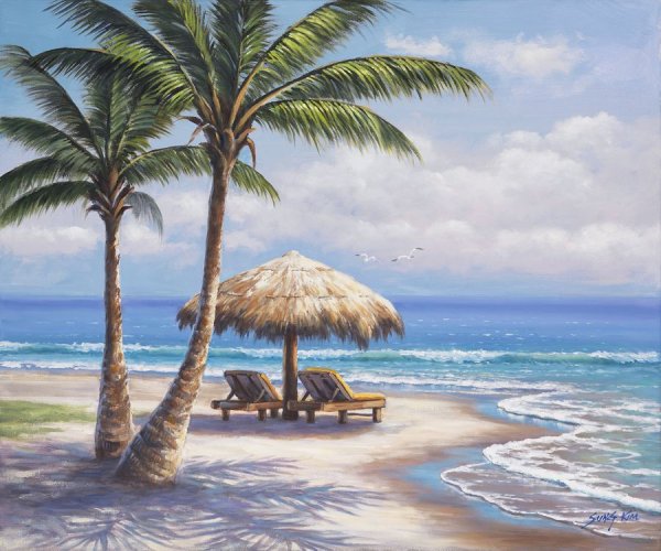 Тропический остров живопись