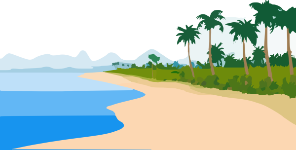 Мультяшный пейзаж пляж