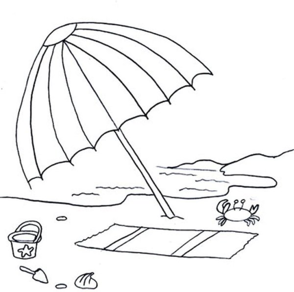 Пляжный зонт раскраска