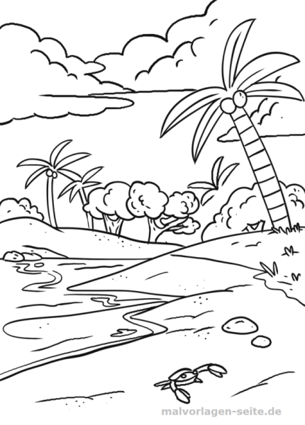 Раскраска пляж