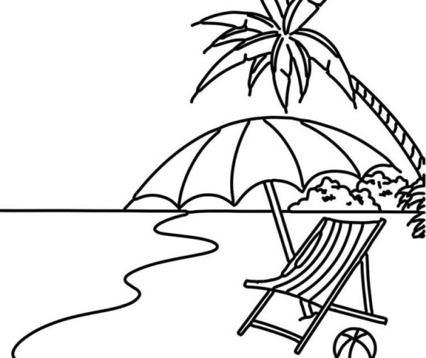 Легкие рисунки пляж и Пальма