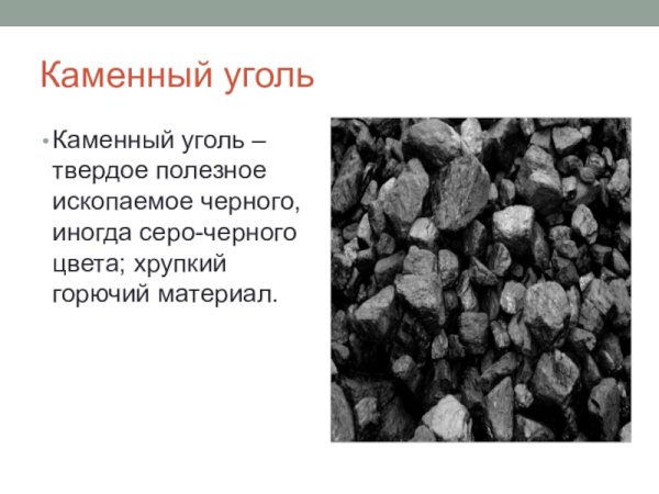 Каменный уголь полезное ископаемое