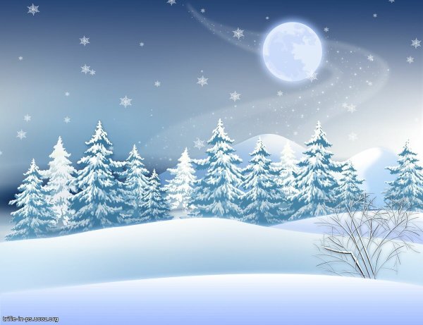 Зимний пейзаж мультяшный