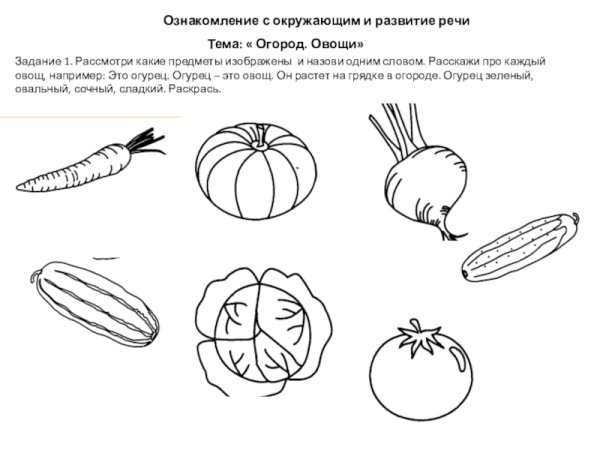 Овощи задания