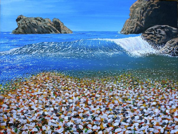 Стеклянный пляж Форт Брэгг Калифорния США