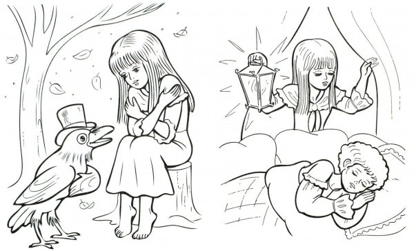 Раскраска Кай и Герда Снежная Королева