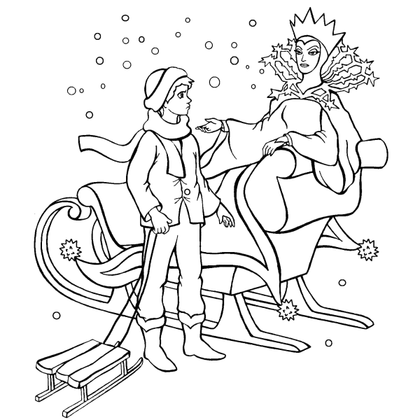 Раскраска снежной королевы из сказки Снежная Королева