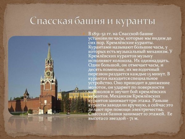 Достопримечательности Кремля Спасская башня
