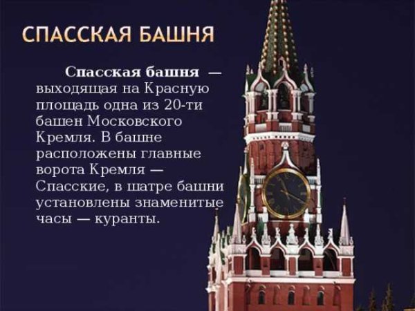Спасская башня Кремля Москва сообщение