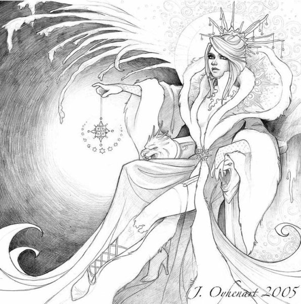 Снежная Королева иллюстрации черно белые