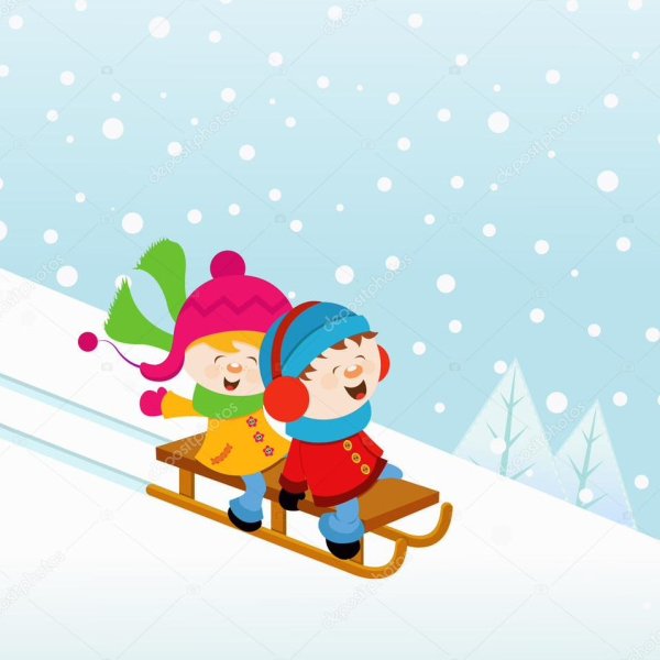 Зимний фон с санками