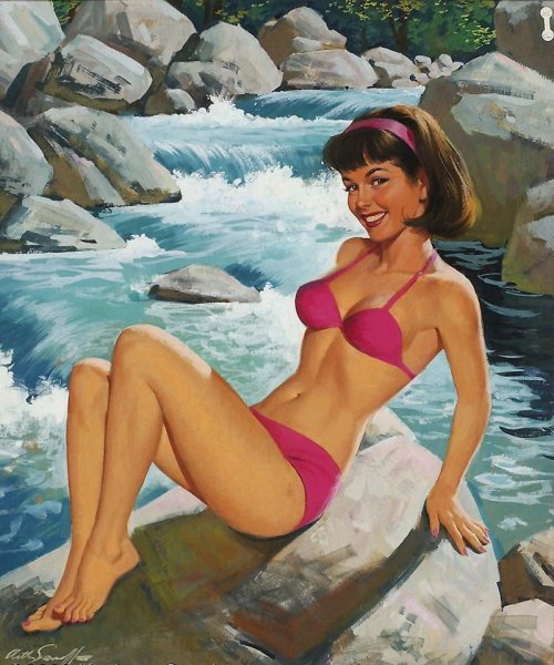 Девушка с коктейлем арт