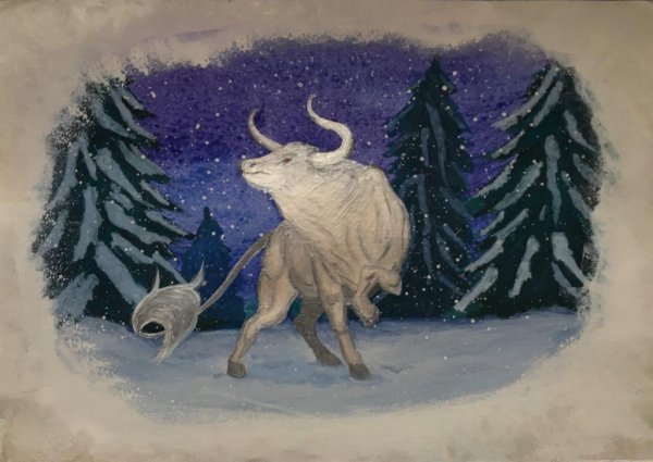 Иллюстрация снежный бык