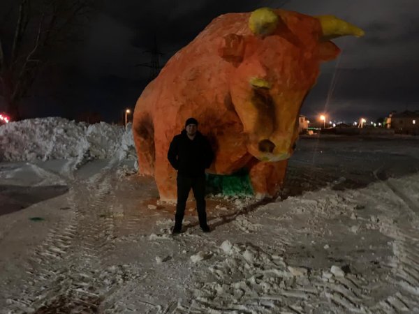 Бык из снега