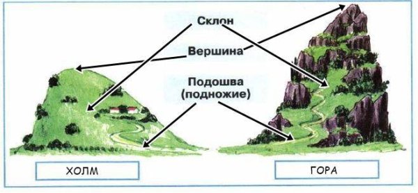 Холм и его части гора и ее части