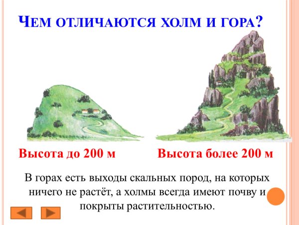 Холм и гора отличие