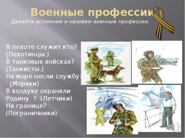 Военные профессии для детей презентация