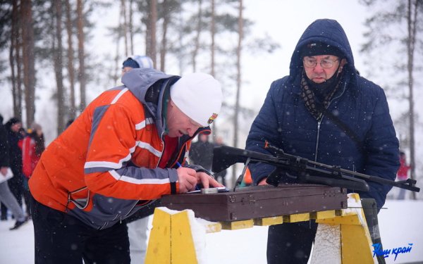 Биатлон в заснеженном лесу
