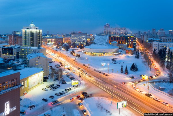 Улица Ленина Новосибирск зима