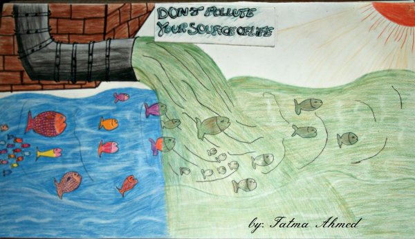 Рисунок на тему загрязнение воды