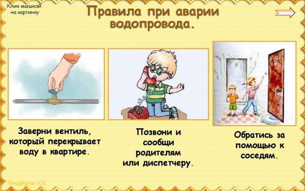 Правила при аварии водопровода