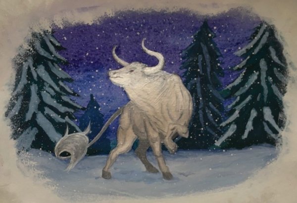 Иллюстрация снежный бык