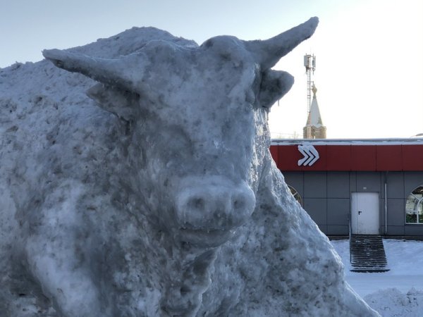 Бык в Бугульме из снега