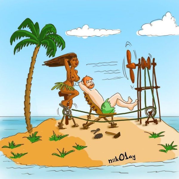 Робинзон Крузо на острове с пятницей