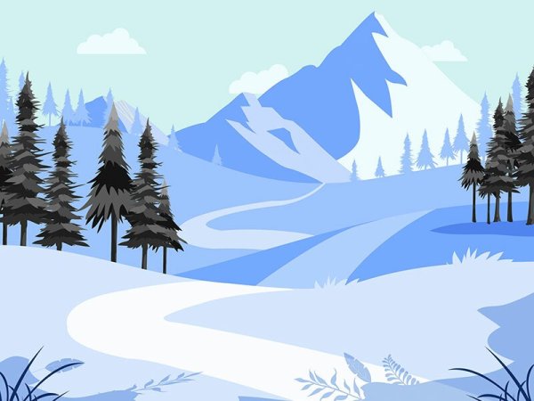 Мультяшные зимние горы