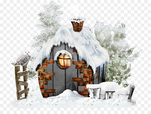 Зимний домик на белом фоне