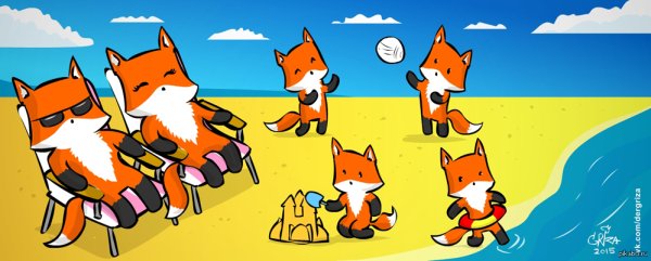 Лиса загорает