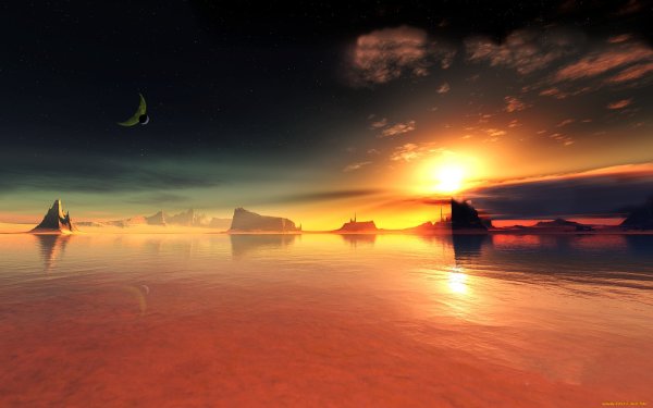 На море закат звезды