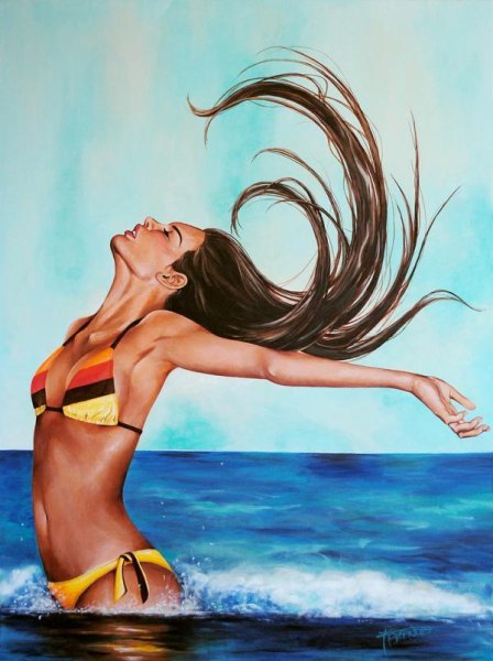 Девушка в купальнике картина