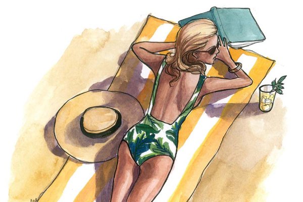 Зарисовка девушка на пляже
