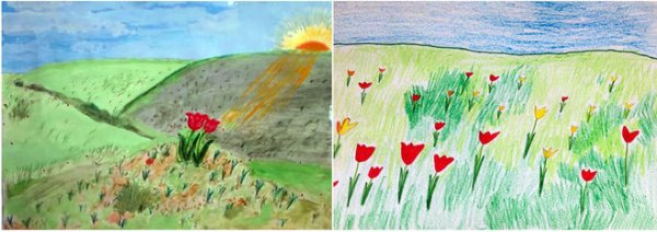 Степь рисунок для 4 класса