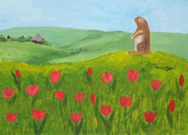 Степь гуашью