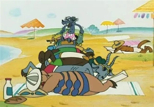 Свинья из ну погоди на пляже