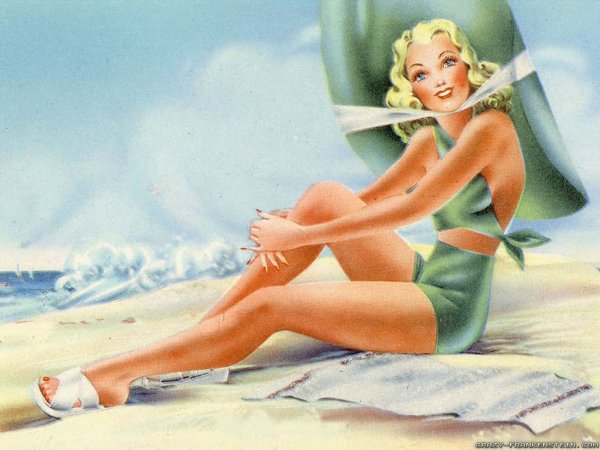 Пин ап девушка на море