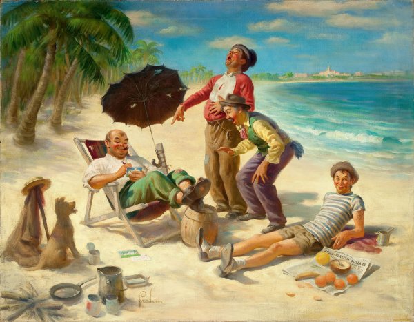 Семья на отдыхе живопись