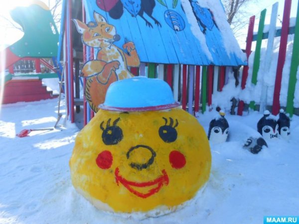 Поделки из снега на участке детского сада