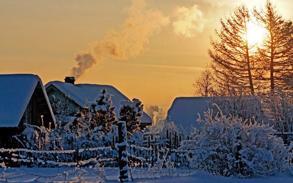 Природа зима деревня