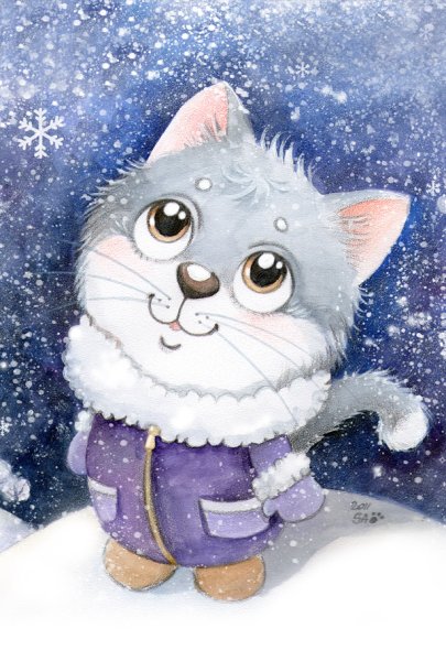 Новогодние мультяшные котята