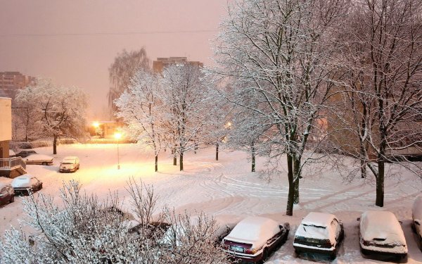Снежная зима в городе